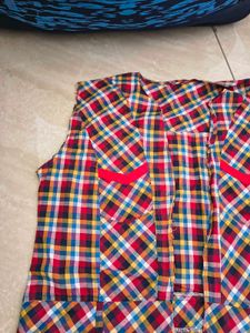 Plaid shrug with Red Accents