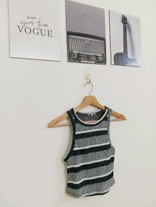 Striped Ribbed Crop Tank Top