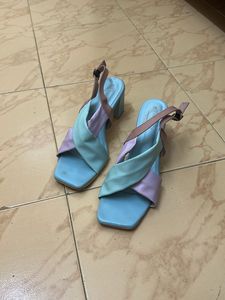 Pastel Criss-Cross Heeled Sandals