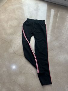 Black Track Pants with Stripe Detail