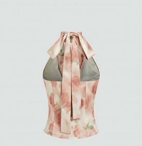 Satin Floral Halter Neck Top