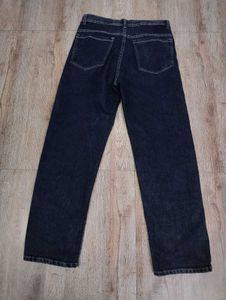 black Dark Wash Wide Leg Jeans