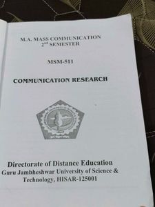 M.A. Mass Communication Textbook