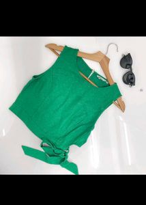 Green Tie-Front Crop Top