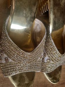 Golden Embellished Party Heels