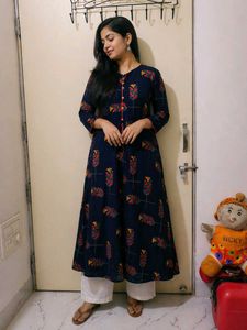 Stylish Navy Blue Printed Kurta