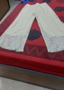Elegant White Lace Palazzo Pants
