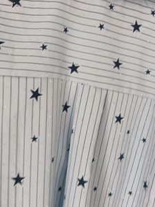 Striped Star Print Twist Front Shirt