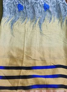 Elegant Beige and Blue Saree