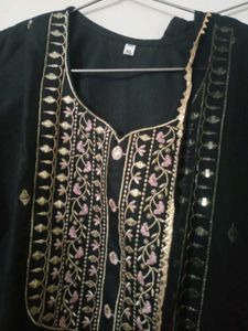 New Elegant Black Kurta Set with Embellishments