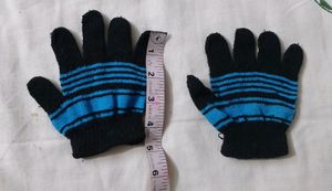 Blue Striped Winter Gloves