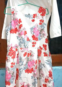 Floral Sleeveless Dress with white crop top