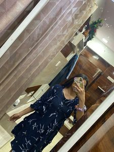 Chic Navy Blue Printed Dress