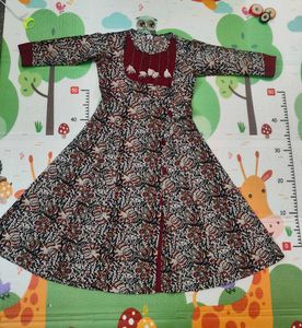 Off White And Maroon Printed Anarkali Kurta