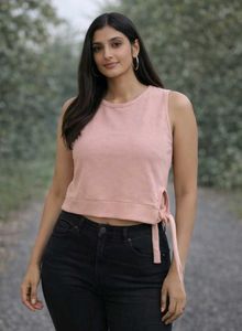 Peach Sleeveless Crop Top