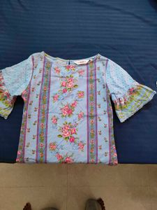 Biba Blue Floral Print Kurta