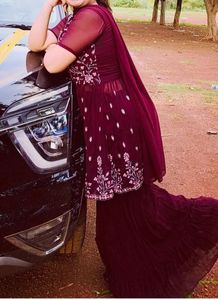 Sharara Suit Embellished With Thread Work