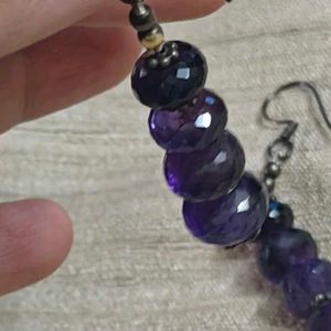 92.5 Amethyst Beaded Dangle Earrings