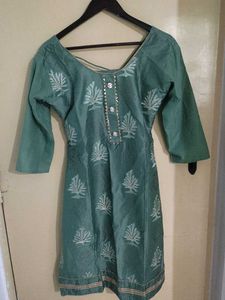 Green Embroidered Kurta