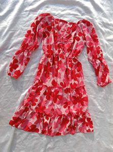 Floral Print Tiered Mini Dress