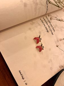 Charming Red Flower Stud Earrings