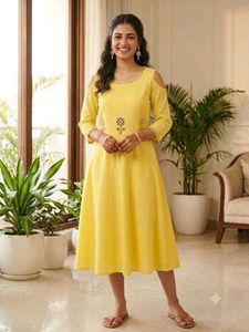Yellow Embroidered kurta
