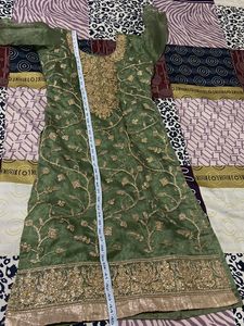Stitched Golden Thread Organza Palazzo Set