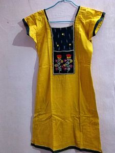 Vibrant Yellow Embroidered Kurta (with margin)