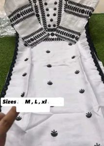 New White Kurta with Black Embroidery