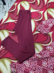 Maroon Printed baby frock suit