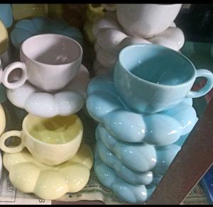 Cute Ceramic Cloud Teacup and Saucer Set