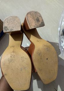 Tan Block Heel Mules
