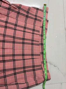 Pink Plaid Pleated Skirt
