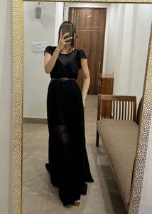 ANTHROPOLOGIE BLACK SHEER  LONG MAXI DRESS