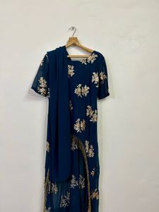 Navy Blue &amp; Gold Anarkali Suit