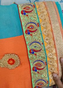 Beautiful Orange &amp; Blue Saree