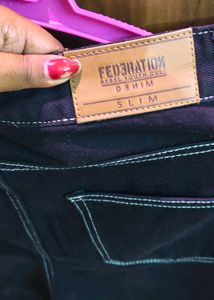 Black Cargo Pants with Contrast Stitching
