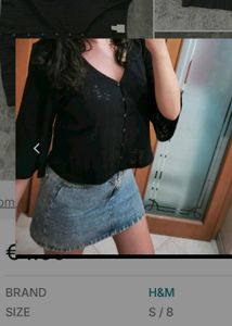 H&amp;M Black Rib Knit Crop Cardigan