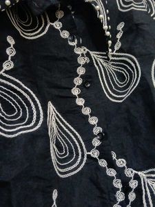 Embroidered Black Button-Up Shirt