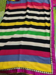 Beautiful Multicolour Striped Soft Silk Saree