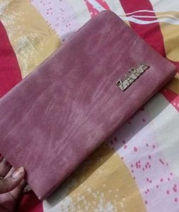 🌷ZARA Pink Suede Zip Around Wallet