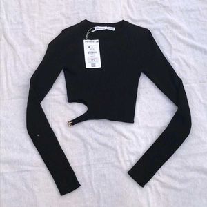 Bershka Black Cut-Out Top