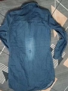 Denim Shirt Dress with Embellishment