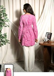pink ethnic square neck kurti with corset back 💖
