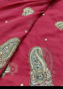 Maroon Embroidered Saree