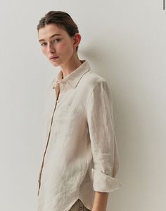 H&amp;M Classic Linen Blend Button-Up Shirt