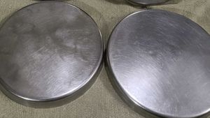 Set of 2 Stainless Steel Thalis and glasse