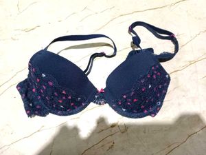 Cute Navy Blue Bra with Pink Hearts