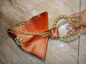 Orange Embellished Pouch