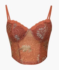 Floral Lace Trim Corset Top